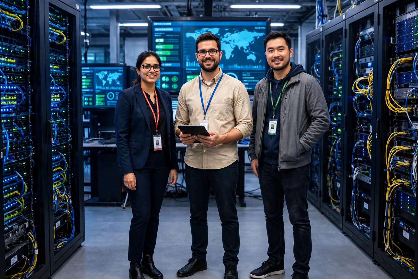 Entech monitoring team in network operations center