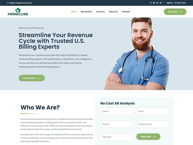 Prime Cure website